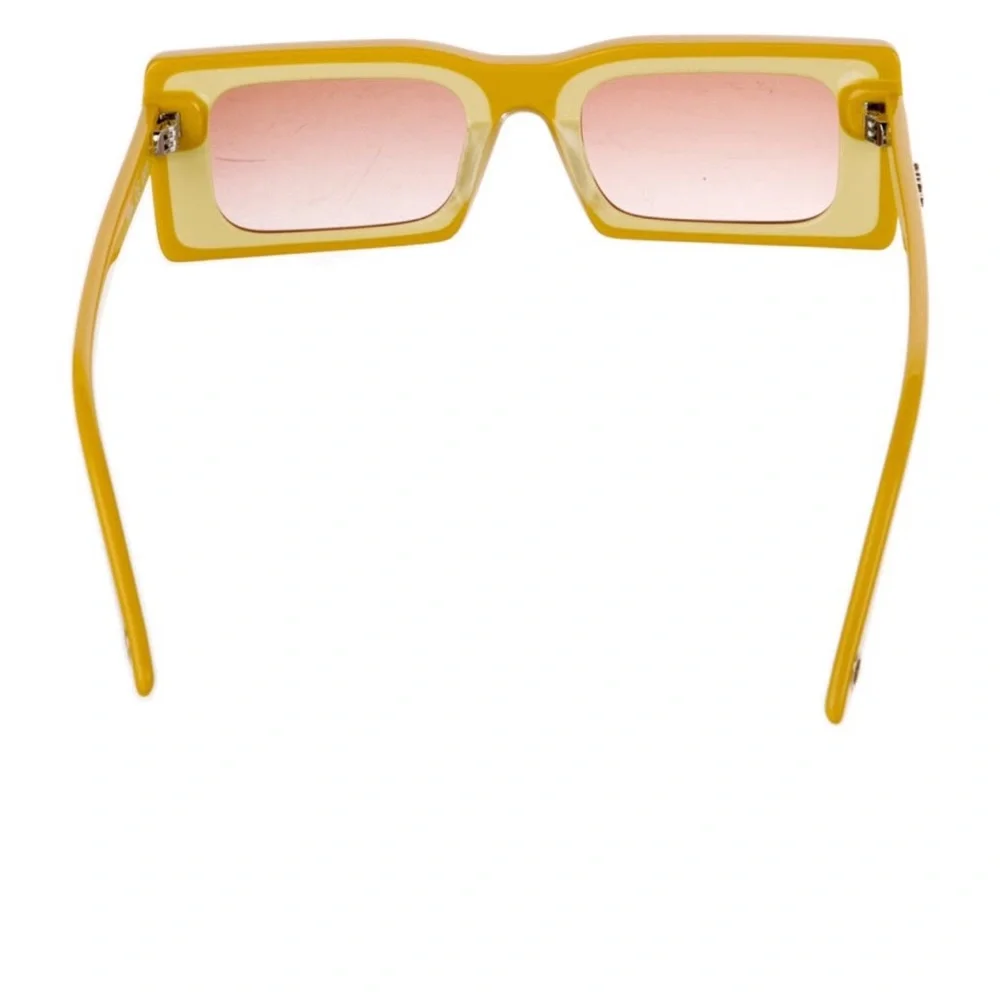 Cult Gaia Square Sunglasses | Yellow Frame Pink Gradient Lens - New in Box - Picture 3 of 4